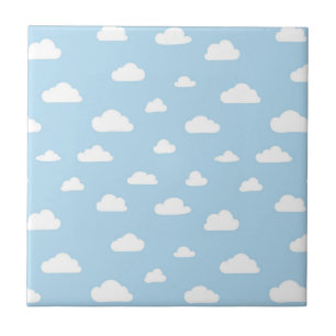 Azulejo De Cerámica Nubes de Personalizado blanco sobre el patrón de 