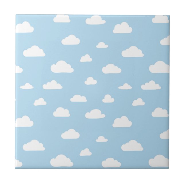 Azulejo De Cerámica Nubes de Personalizado blanco sobre el patrón de f (Frente)