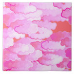 Azulejo De Cerámica Nubes japonesas, amanecer, rosa orquídea y coral<br><div class="desc">Toma moderna de un patrón de nube tradicional japonés azulejos de cerámica - nubes estilizadas en gradientes sedosos de rosa pálido a rosa orquídea profundo,  acentuadas con vistazos del cielo del alba naranja de coral</div>
