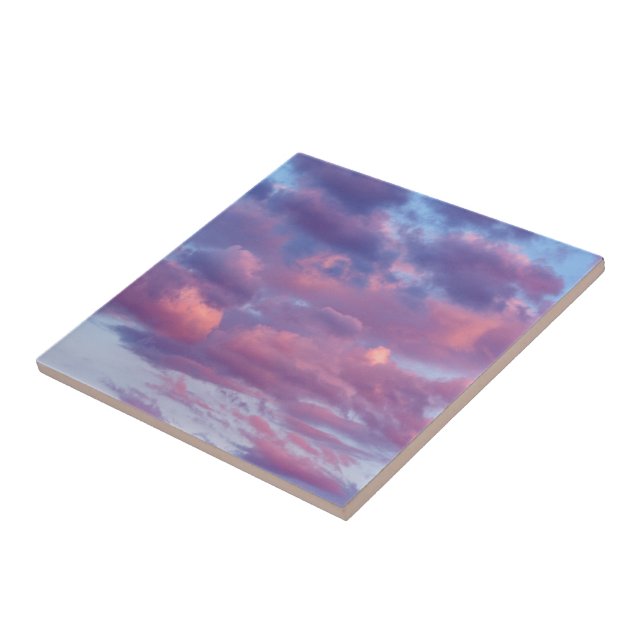 Azulejo De Cerámica Nubes rosadas y púrpura (Lado)