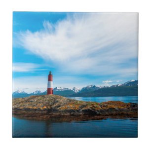Azulejo De Cerámica Nubes sobre el faro cerca de Ushuaia, Argentina