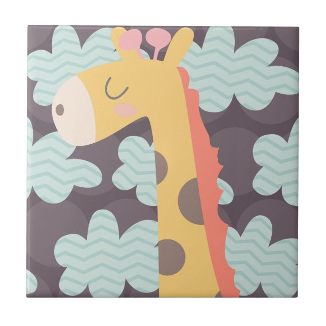 Azulejo De Cerámica Nubes y jirafas (Frente)