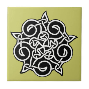 Azulejo De Cerámica Nudo Celta Blanco Y Negro