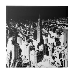 Azulejo De Cerámica Nueva York en blanco y negro