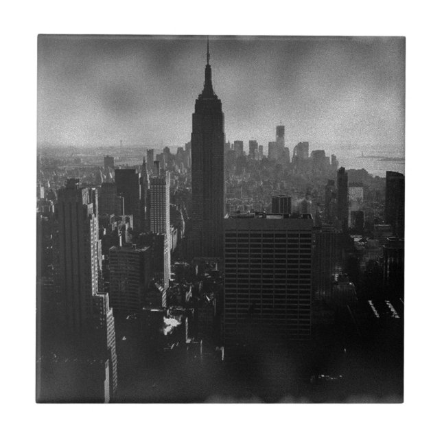 Azulejo De Cerámica Nueva York en blanco y negro (Frente)