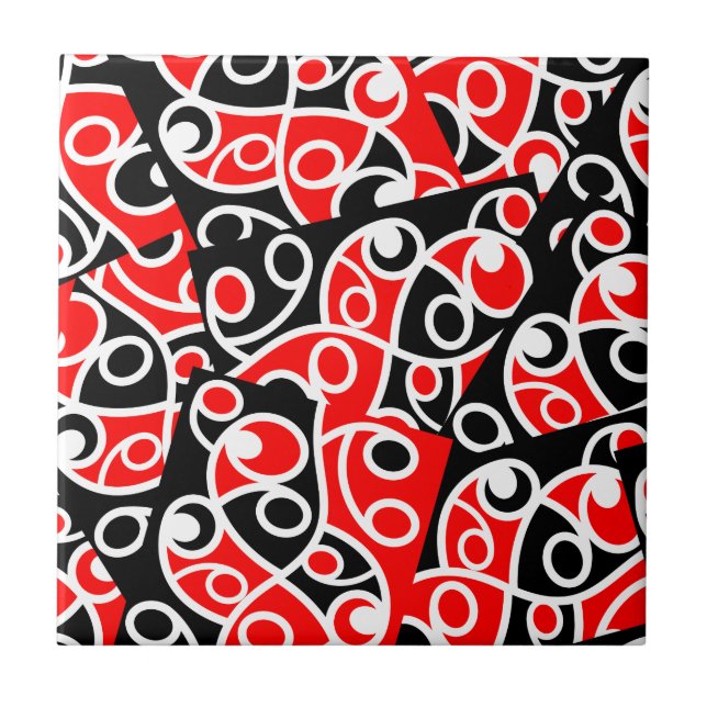 Azulejo De Cerámica Nueva Zelanda tribal maori Kowhaiwhai (Frente)