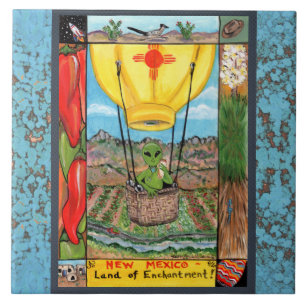 Azulejo De Cerámica Nuevo México Souvenir Alienígenas Balón Zia Til