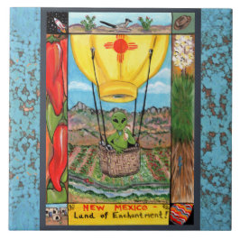 Azulejo De Cerámica Nuevo México Souvenir Alienígenas Balón Zia Tile T