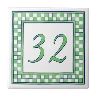 Azulejo De Cerámica Número de casa grande verde y blanco