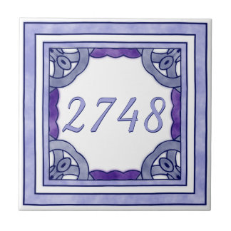 Azulejo De Cerámica Número de casa pequeña morada de lavanda