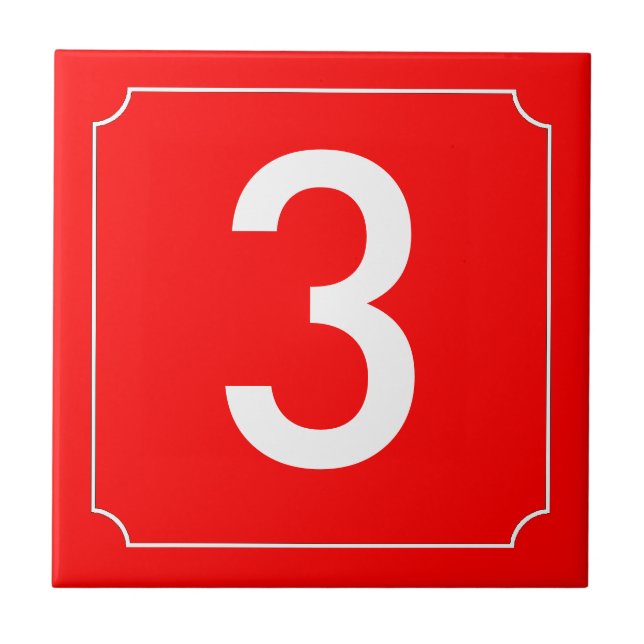 Azulejo De Cerámica Número de Casa Roja (Frente)