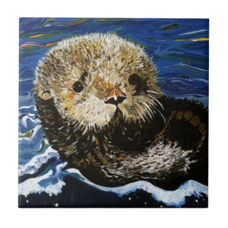 Azulejo De Cerámica Nutria de mar linda