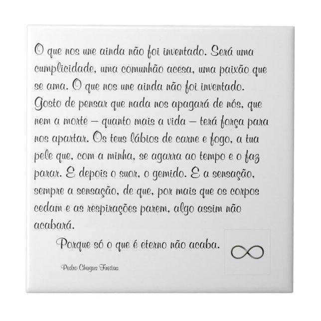 Azulejo De Cerámica O que nos une ainda não foi inventado. (Frente)