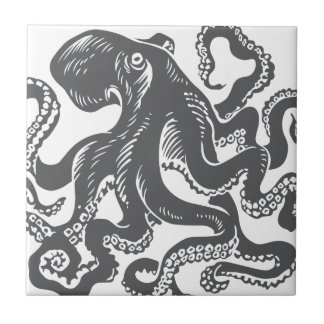 Azulejo De Cerámica Octopus 1 black