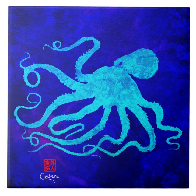 Azulejo De Cerámica Octopus 6 R - Tile Cerámico Grande (Frente)