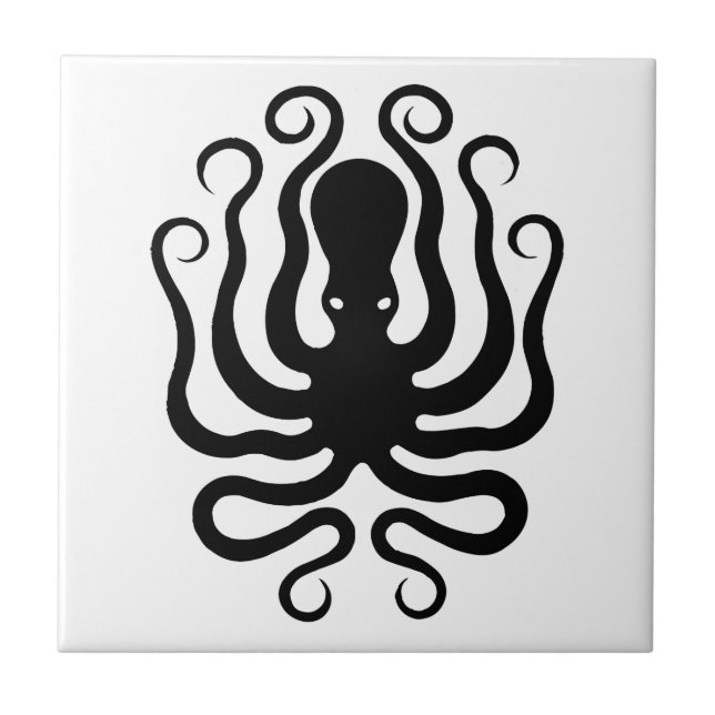Azulejo De Cerámica Octopus, diseño griego de relieve (Frente)