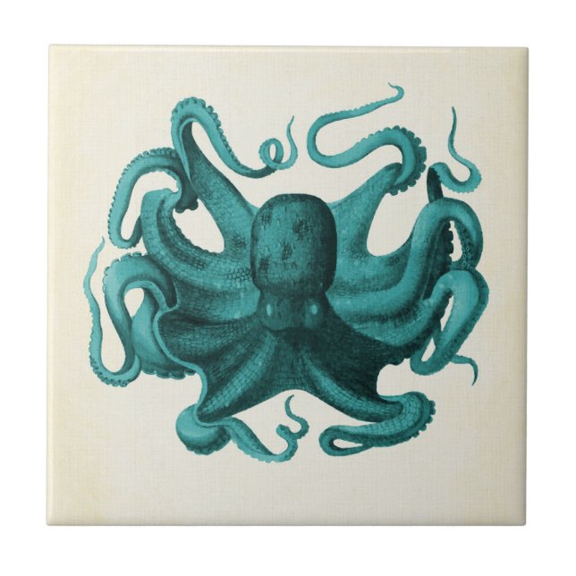 Azulejo De Cerámica Octopus vintage (Frente)