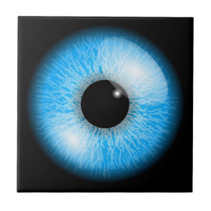 Azulejo De Cerámica Ojo azul espeluznante realista
