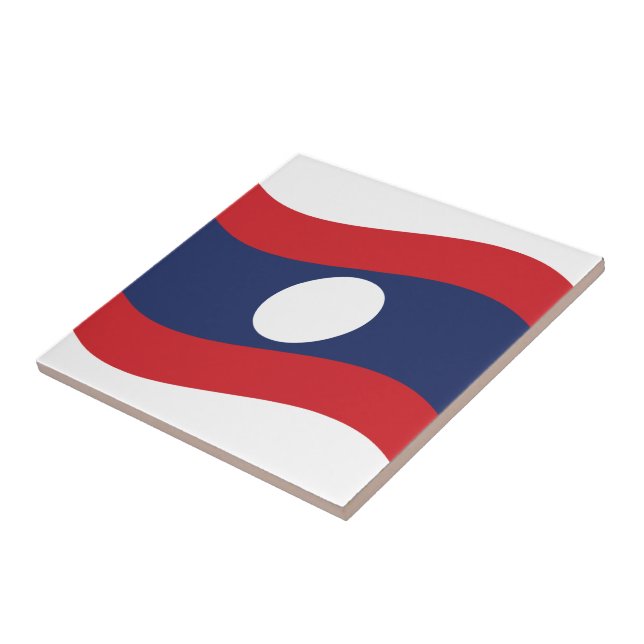 Azulejo De Cerámica Ola de bandera de Laos (Lado)