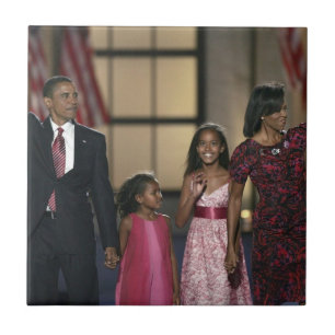 Azulejo De Cerámica ola de la familia de Barak Obama