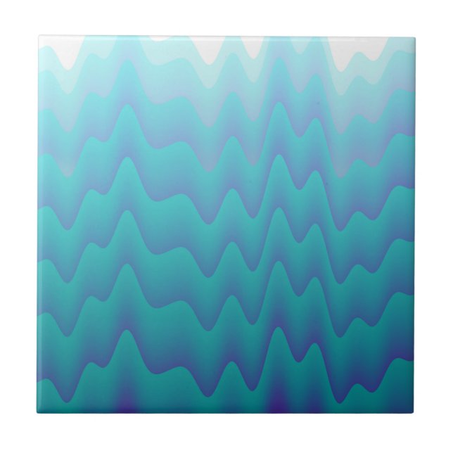 Azulejo De Cerámica Olas abstractas azul turquesa (Frente)