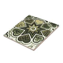 Azulejo De Cerámica Olive Folk Art Heart Trivet/Tile