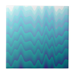Azulejo De Cerámica Ondas abstractas azul turquesa