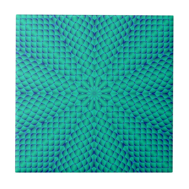 Azulejo De Cerámica Ondas verdes y azules (Frente)