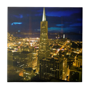 Azulejo De Cerámica Opinión de la noche de San Francisco.