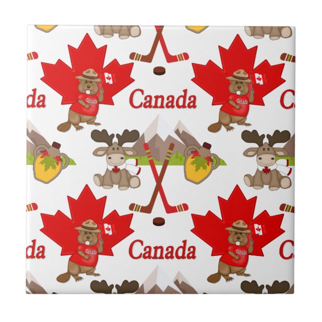 Azulejo De Cerámica Orgulloso castor canadiense (Frente)