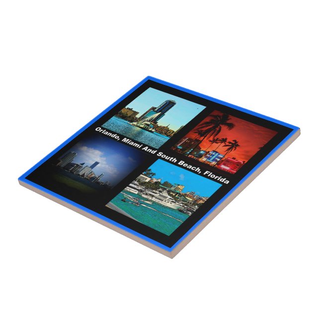 Azulejo De Cerámica Orlando, Miami, South Beach Collage (Lado)