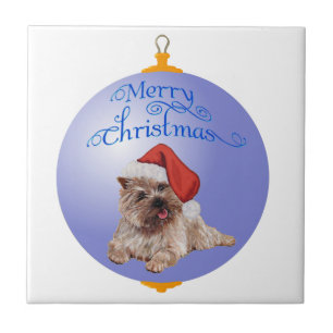 Azulejo De Cerámica Ornamentos navideños de Cairn Terrier