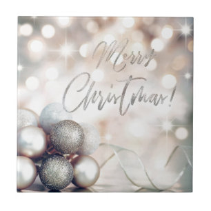 Azulejo De Cerámica Ornamentos navideños de Feliz
