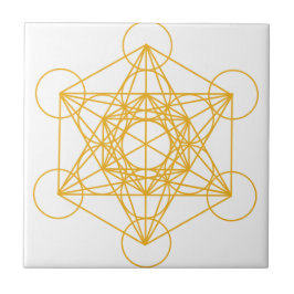 Azulejo De Cerámica Oro del cubo de Metatron