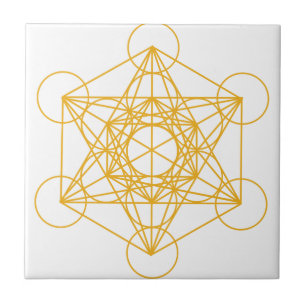 Azulejo De Cerámica Oro del cubo de Metatron