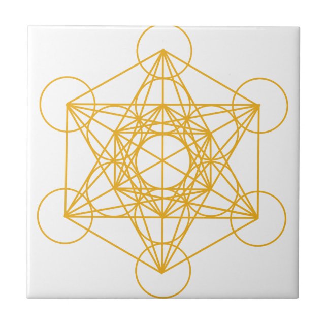 Azulejo De Cerámica Oro del cubo de Metatron (Frente)