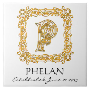 Azulejo De Cerámica "P" Apellido Boda Aniversario Día Monograma Tile