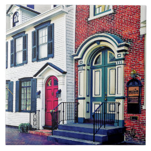 Azulejo De Cerámica PA de Harrisburg - Calle con la bandera americana
