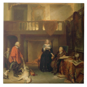 Azulejo De Cerámica Pagando el diezmo (aceite en el panel)