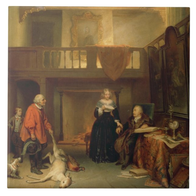 Azulejo De Cerámica Pagando el diezmo (aceite en el panel) (Frente)