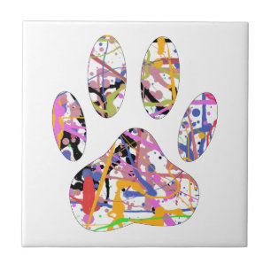 Azulejo De Cerámica Paint Splatt Dog Paw Print