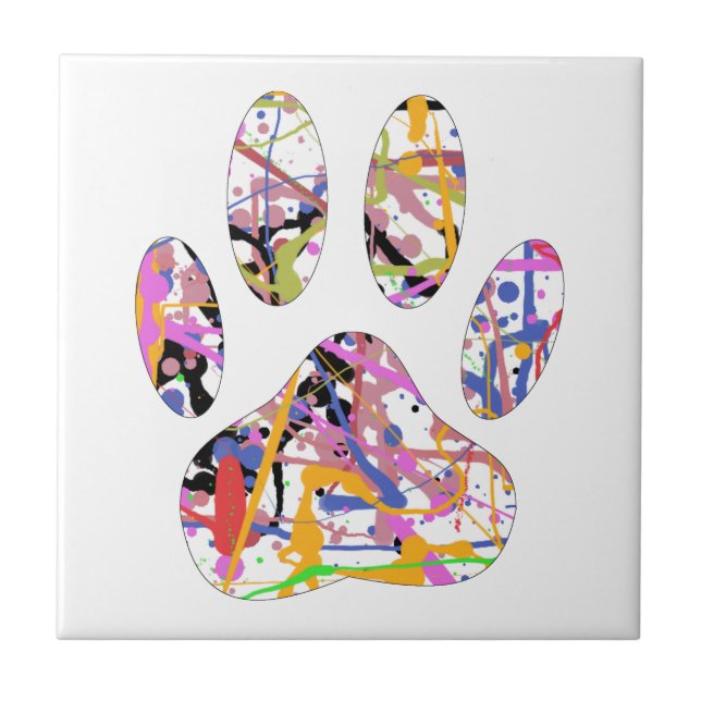 Azulejo De Cerámica Paint Splatt Dog Paw Print (Frente)