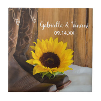 Azulejo De Cerámica País Boda Occidental Girasol