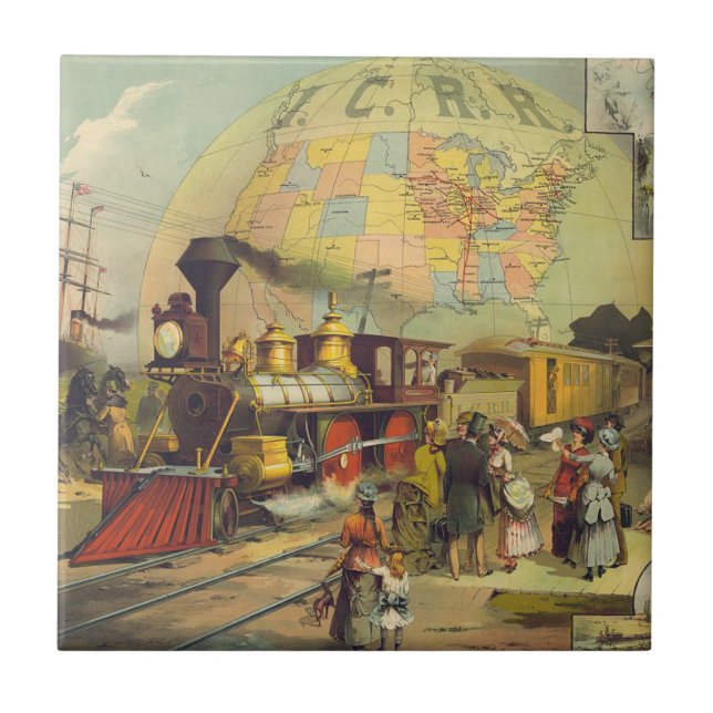 Azulejo De Cerámica País del tren de la CAMISETA (Frente)