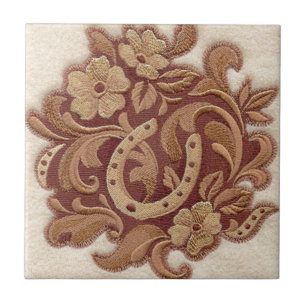 Azulejo De Cerámica país occidental de la vaquera de herradura rústi