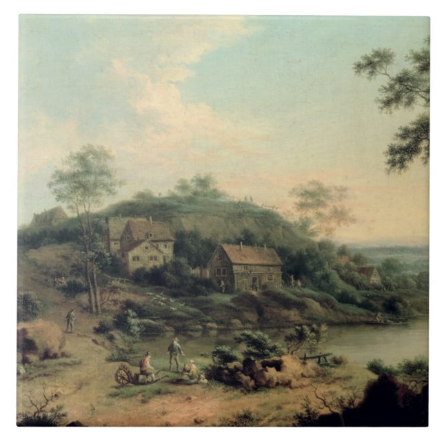 Azulejo De Cerámica Paisaje, 1758 (Frente)