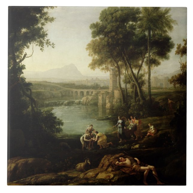 Azulejo De Cerámica Paisaje con encontrar de Moses (Frente)