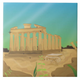 Azulejo De Cerámica paisaje de dibujos animados de Atlantas