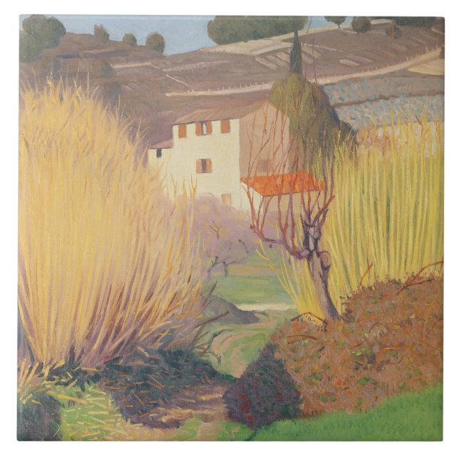 Azulejo De Cerámica Paisaje en Lagnes, 1921 (Frente)