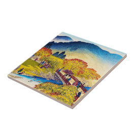 Azulejo De Cerámica Paisaje japonés fresco del puente de Fall River de